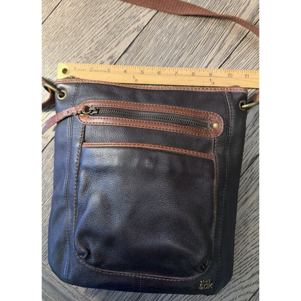 The Sak Iris Leather Crossbody Purse Shoulder Bag Black & Brown Adjustable Strap - Picture 8 of 13